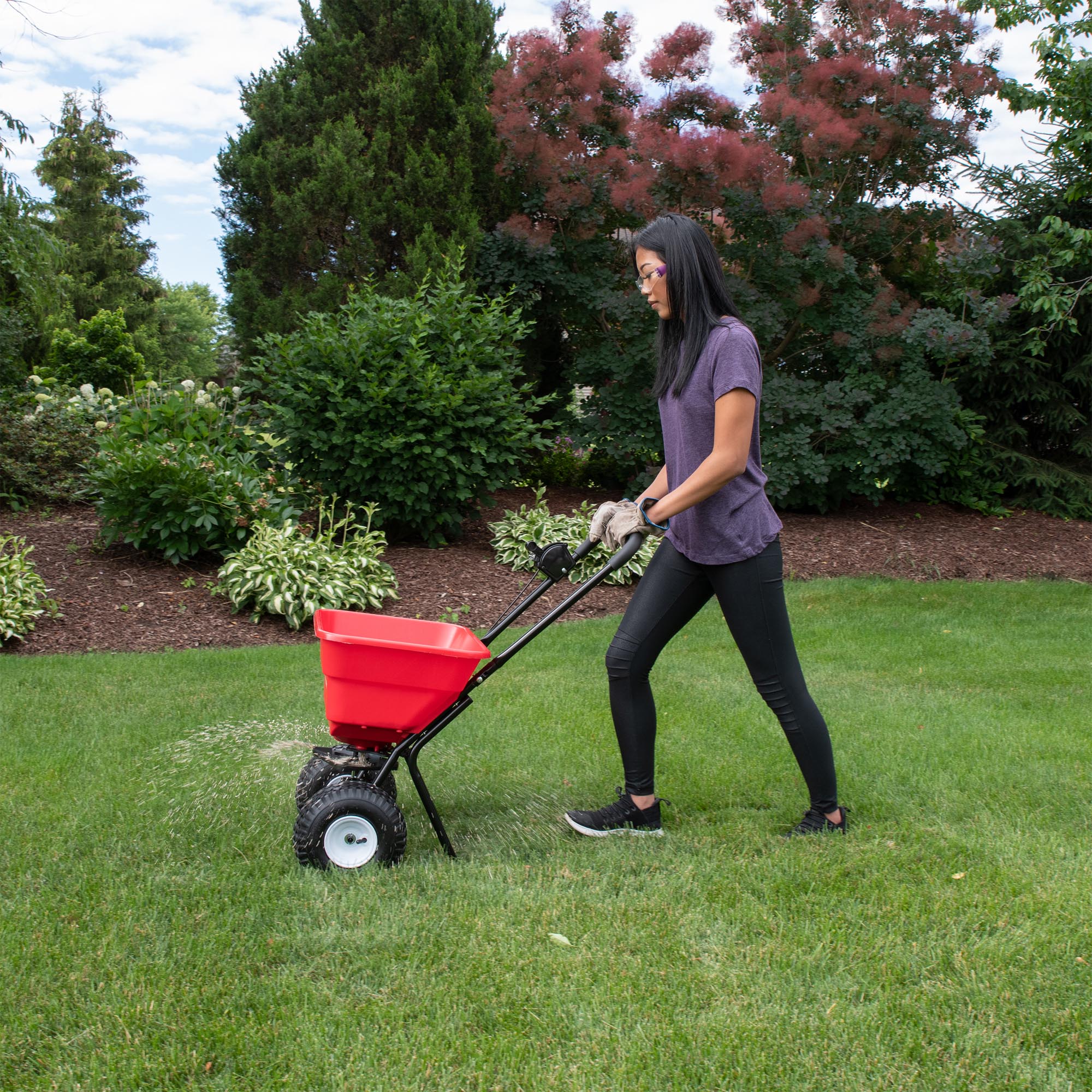 80lb Commercial Broadcast Spreader with Pneumatic Tires image 8