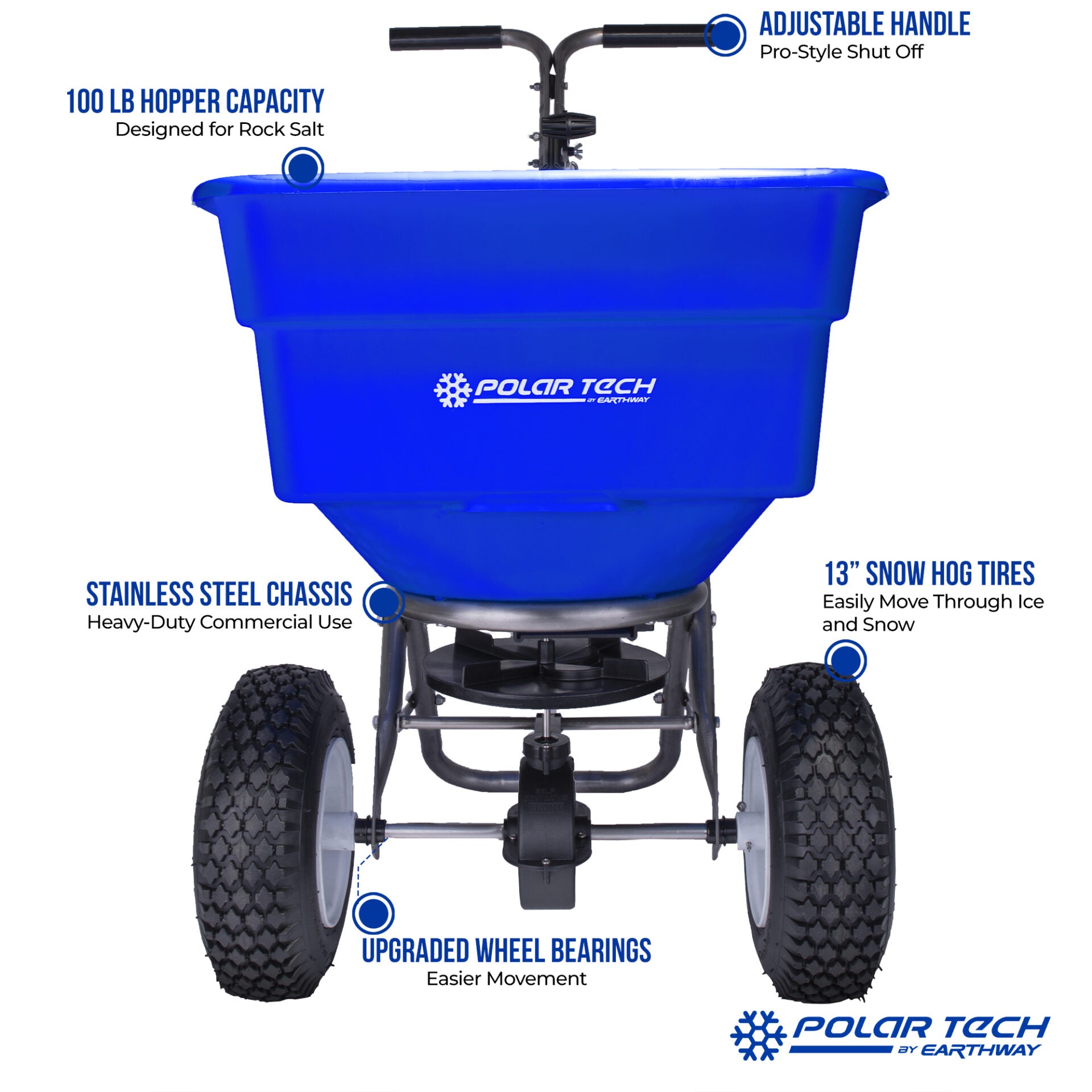 100lb Professional Stainless Steel Ice Melt Broadcast Spreader image 1