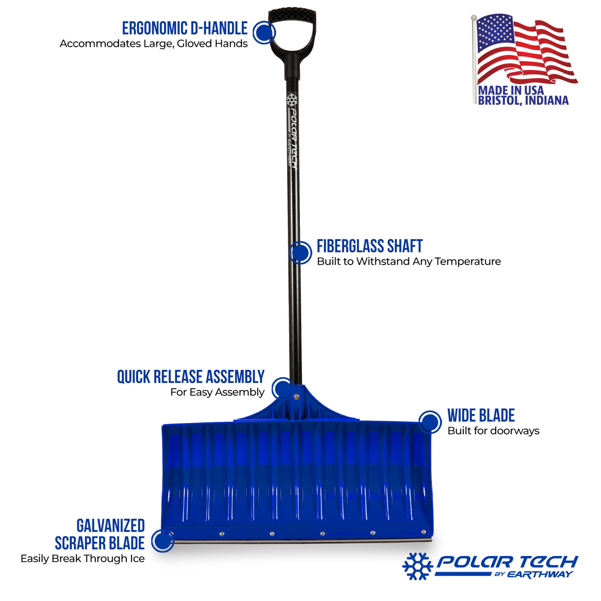 26" Contractor Grade Snow Shovel (Blue/Yellow)